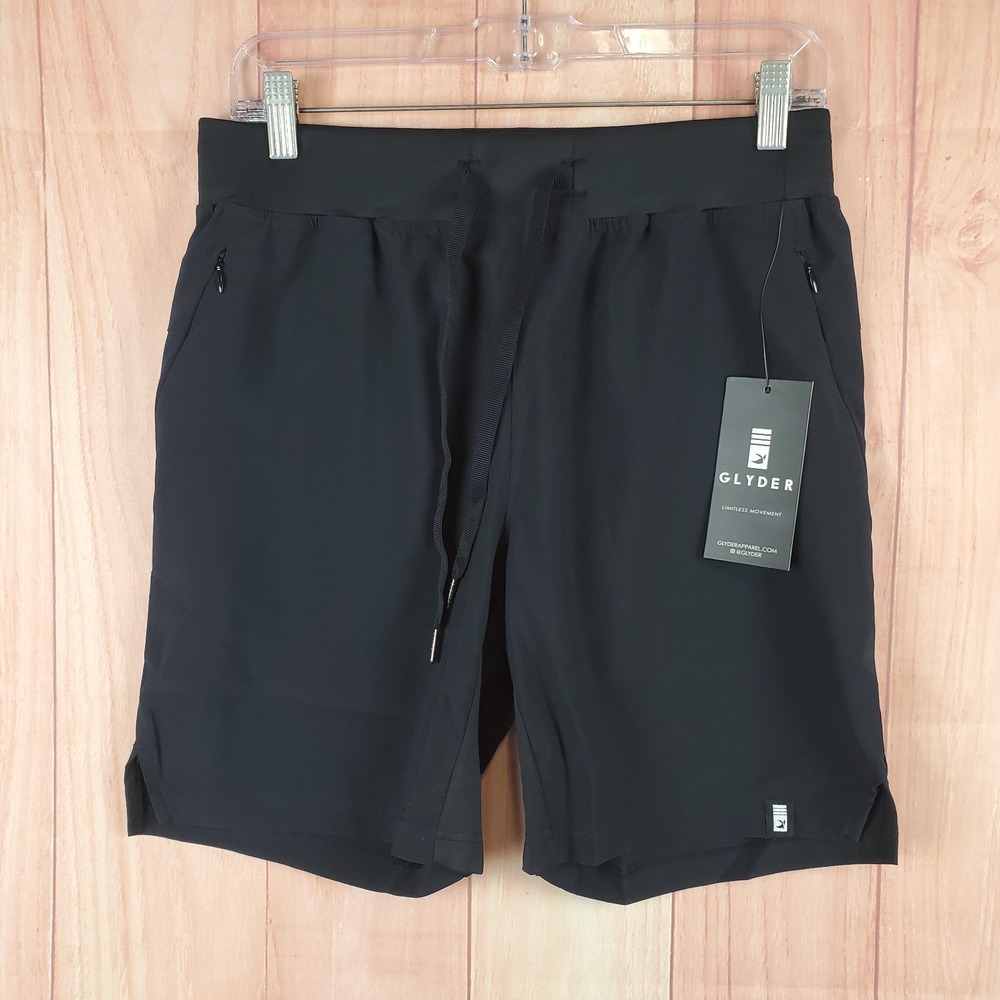 Glyder Mens Acadia Shorts Sz Small Black Drawstring Waistband Zipper Pockets